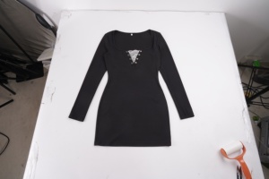 Vestido ajustado de manga larga con cuello simulado y encaje patchwork para mujer, minivestido Y2K dulce y sexy para fiesta - Product Image 2