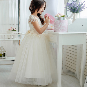 Vestido de Niña con Flores Blancas, Elegante Vestido de Encaje Bordado para Niñas, Diseño de Princesa para Boda, Primera Comunión - Product Image 4