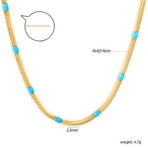 Collar de Cadena de Serpiente Minimalista Europeo Americano, Chapado en Oro de 18K, Patrón de Gota de Agua Azul, Aleación de Zinc, Joyería de Moda - Product Image 2