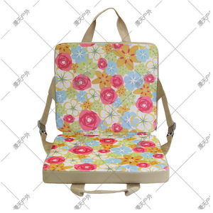Cojín para asiento de camping al aire libre con diseño floral, cojín rectangular portátil de fibra de poliéster para silla, para uso en viajes y picnics - Product Image 1