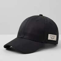 Casquette de baseball noire personnalisée avec plaque logo métallique triangulaire latérale, motif feuille rayée ethnique de luxe, casquette 6 panneaux style Dad Hat, haute qualité, design de créateur