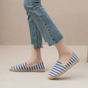 Elegantes Zapatos Planos Azules a Rayas para <span class=keywords><strong>Mujer</strong></span>, Mocasines con Suela de Yute de Estilo Náutico, Calzado Informal y Cómodo para la Playa, Zapatos Espadrilles - Product Image 4