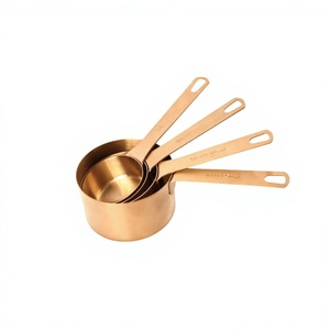 Ensemble de 4 ustensiles de cuisine en métal réutilisables, tasses à mesurer durables de qualité alimentaire, outils de mesure pour la cuisine, prix abordable - Product Image 1