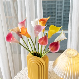 CallaFloral Lys Calla Artificiels en PU, Branche Unique, Orange, Décoration d'Intérieur, Fournitures de Mariage - Product Image 1