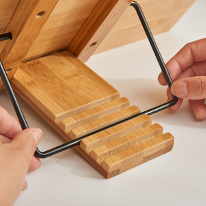 Soporte de bambú para libros Zhui Zhu con clips para escritorio, estudio y uso doméstico - Product Image 4