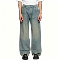 Jeans en denim vintage délavé coupe droite pour homme, qualité supérieure, vente en gros, printemps-automne