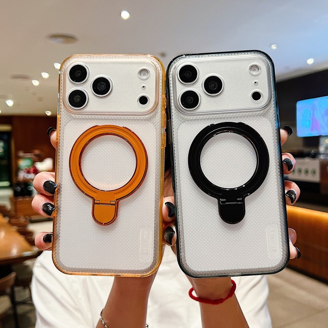 New Holographic Gradient Magnetic Strong Ring Holder case IMD Stand Bracket Shockproof Cover for Iphone 17 16 15 14 13 Pro Max