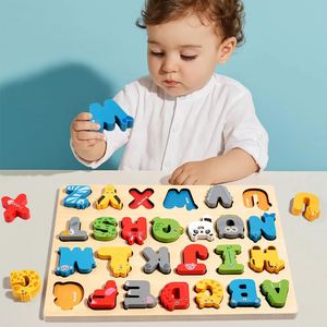 Shape Sorter for Your Baby Letter Peg Puzzle Chunky <b>Animals</b> Wooden Puzzle Alphabet Puzzle Wooden Toy - Product Image 1