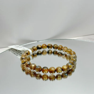 สร้อยข้อมือควอทซ์สีทองธรรมชาติทำจากแร่ควอทซ์สำหรับผู้ชายเครื่องประดับลูกปัดกระจายคริสตัลสีเหลืองทับทิมสำหรับผู้หญิง - Product Image 1
