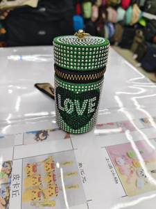 Amour diamant brillant à lèvres sac brillant Bling portefeuille pendentif porte-rouge à lèvres porte-clés pochette en cuir Mini sac porte-clés en cuir - Product Image 5