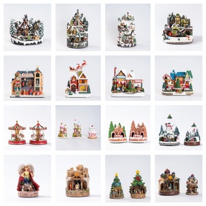 ของตกแต่งหน้าต่างรูปเตาผิง<span class=keywords><strong>หมู่บ้าน</strong></span>คริสต์มาสแบบหมุนได้พร้อมไฟ LED พร้อมเพลง บลูทูธ และการตกแต่งที่ปรับแต่งได้ - Product Image 5