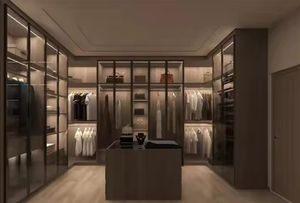 تصاميم غرف ملابس عصرية بأبواب زجاجية وأدراج تخزين بإضاءة ليد لأثاث غرف النوم وخزائن زجاجية - Product Image 2