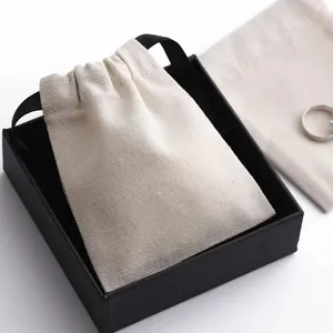 Custom Jewelry Earring Gift Pouch Drawstring Canvas Cotton Recyclable Dust Bag Hot Selling Packaging Eco-friendly Lipstick Case