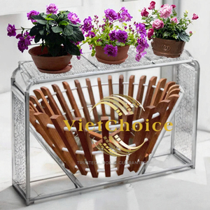 VietChoice <b>Wooden</b> Rustic Flower Pot Circular Design Outdoor <b>Garden</b> <b>Planter</b> for Flower Green Plant - Product Image 3