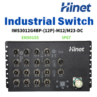 Switch Jaringan Industri L3 IWS3012G4BP-12P-M12/M23-DC 16x1000/100/10M PoE Port Tembaga M12 4x Port Bypass EN50155 -40~75