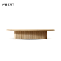 WBERT Table basse moderne et luxueuse en chêne et marbre Plinthe Mulholland Design pour salle à manger, maison, hôtel, villa, style américain