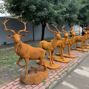 Statues de <span class=keywords><strong>jardin</strong></span> de cheval et de cerf en fonte grandeur nature Décor de patio extérieur de luxe avec sculptures d'animaux à finition antique résistante aux intempéries - Product Image 1
