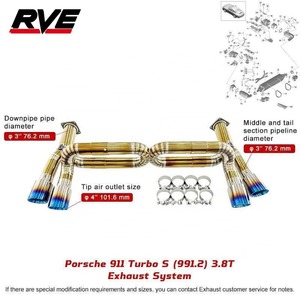 RVE Hochleistungs-Titan-Auspuffanlage für Porsche 911 991.1 Carrera <span class=keywords><strong>Tager</strong></span> 4 2012-2015 3.4l Mit Schalldämpferklappen und Rohren - Product Image 4