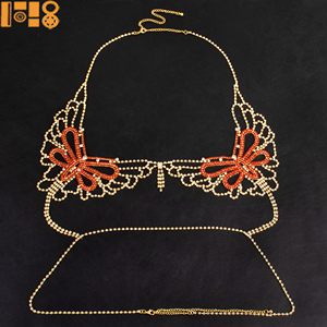 Chaîne de corps sexy rouge papillon super brillante en strass, tendance européenne et américaine, chaîne de soutien-gorge de plage africaine, chaîne de <span class=keywords><strong>bar</strong></span>, fête - Product Image 4