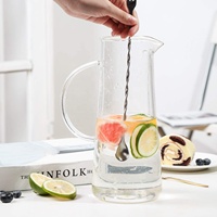 Carafe en verre borosilicate résistant à la chaleur de qualité supérieure, pichet à eau avec couvercle en acier inoxydable, poignée et cuillère à mélanger