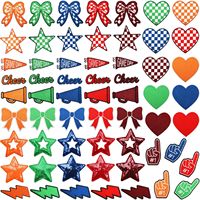 Patchs thermocollants à sequins brodés, motifs étoile, cœur, mégaphone, colorés, pour femmes, hommes, chapeaux et sacs, pour les jours de match