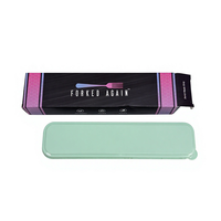 Boîte à couverts en papier noir personnalisée écologique, emballage en carton pour kits de fourchettes, baguettes et cuillères jetables