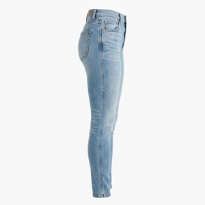 Jeans de Mezclilla Ajustados de Cintura Alta y Lavado Claro para Mujer, Pantalones Casuales de Algodón Transpirable de Color Sólido, Estilo Primavera - Product Image 3