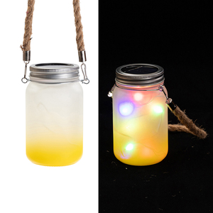 Topjlh Sublimation Gradient Couleur Out Porte Lampe Solaire Cadeau <span class=keywords><strong>De</strong></span> Noël Décoration Bouteille En Verre Givré Mason Jar avec Corde <span class=keywords><strong>De</strong></span> Chanvre - Product Image 4