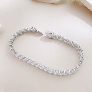 Bracciale Tennis con Diamanti Marquise Coltivati in Laboratorio, in <span class=keywords><strong>Oro</strong></span> Bianco 18K, con Pavé di Diamanti e Incastonatura a Canale, Elegante Bracciale da Donna, Gioiello Raffinato, Regalo - Product Image 2