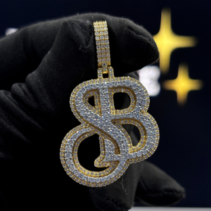 Custom <b>Initial</b> Letter <b>Pendant</b> Iced Out Monogram Necklace Gold Plated Diamond Charm for Men & Women - Product Image 1
