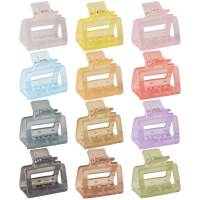 Pince à cheveux carrée en plastique translucide de 5 cm, style chic pour le travail, pour coiffure mi-attachée, profil bas, confortable, emballage carton