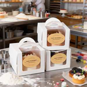 Boîte à gâteau d'anniversaire personnalisée de 4 pouces 16x16x12cm emballage en carton pour boulangeries artisanales cafés et service de traiteur - Product Image 4