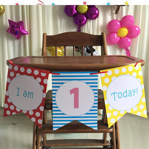 Decorazioni per Festa di Primo <span class=keywords><strong>Compleanno</strong></span>, Bandierine Colorate, Accessori per Tavoli e Sedie, Striscioni per Bambini di Un <span class=keywords><strong>Anno</strong></span> - Product Image 2