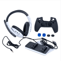 DOBE — ensemble de jeu 8 en 1 Original avec poignées pour manettes PS5, station de chargement, câble de casque, pour contrôleur PS5