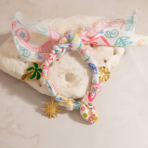 Themed Pendants Colorful Paisley Gold <b>Shell</b> Charms Zinc Alloy Jewelry <b>Bracelet</b> Summer Vacation Style Plant Pattern - Product Image 3