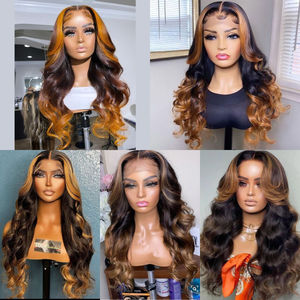 Perruques Lace Front en <span class=keywords><strong>Cheveux</strong></span> Humains Vierges Bruts, Couleurs Mixtes, Transparentes, Ondulées Profondes, Bouclées, Noir Naturel, Blond, <span class=keywords><strong>Cheveux</strong></span> Brésiliens - Product Image 4