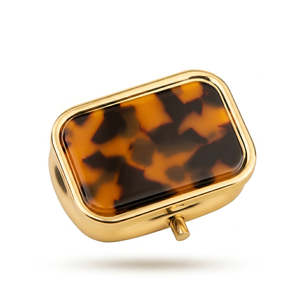 Pastillero Metálico Portátil con Botón de Presión, Diseño Decorativo Acrílico con Patrón de Mármol Carey, Pequeño Organizador de Pastillas para Bolsillo o Bolso - Product Image 3