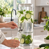 Distributeur de boissons en verre à double niveau de 8 L avec base à glace et fruits, grand distributeur de boissons pour fêtes, buffets, restaurants, vente en gros, OEM