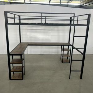 Lits superposés en <span class=keywords><strong>mezzanine</strong></span> 140x200 <span class=keywords><strong>avec</strong></span> <span class=keywords><strong>bureau</strong></span> pour étudiants universitaires, solution d'étude gain de place, lits en <span class=keywords><strong>mezzanine</strong></span> pleine grandeur - Product Image 1