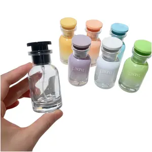 Luxury 30mL50mL rectangular 6-color glass perfume spray bottle with square bottom Recyclable red glass perfume bottle