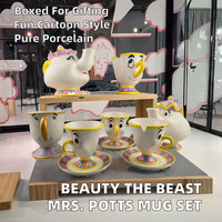 Ensemble théière et tasse La Belle et la Bête Madame Potts et Chip, design dessin animé plaqué or, en céramique et porcelaine, pour café, lait, usage festif, 401-500ml, cadeau