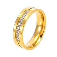 Offre Spéciale : Bagues en Acier Inoxydable – Modèles Double Cercle et Cercle Simple, Ornées de Strass et de Zircone Cubique – Vente en Gros