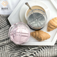 Emballage de maquillage créatif en plastique transparent recyclable à quatre compartiments, sous-boîte en PP pour poudre libre, blush, miel, parfum, cosmétiques