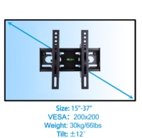Braket Dinding TV Universal Tilt Heavy Duty dengan Penyangga Baja dan Level Terintegrasi untuk Layar LCD LED Plasma 15-37 Inch