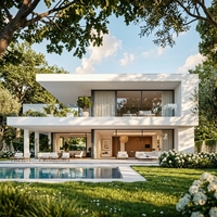 Villa préfabriquée moderne en acier léger pour hôtel et école avec 3 chambres, 2 salles de bain, utilisation extérieure, garantie 5 ans et plus, marque KT