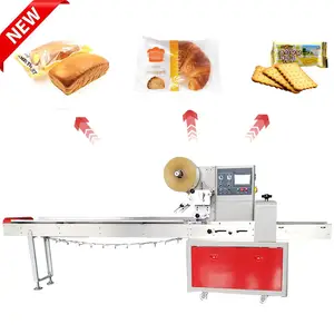 High Speed Automatic Biscuit Croissant Burger Bread Pillow Bag Flow Packing Machine With Nitrogen