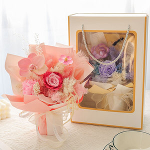 Caja de regalo de rosa eterna, ramo de Navidad, flor real terminada, regalo de San Valentín, cumpleaños - Product Image 1