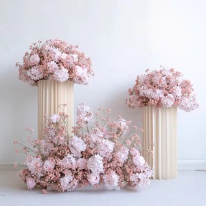 Haute qualité poussiéreux rose hortensia fleurs en soie artificielle bébés souffle étage fleur Arrangement pour décorations de Table de mariage - Product Image 1