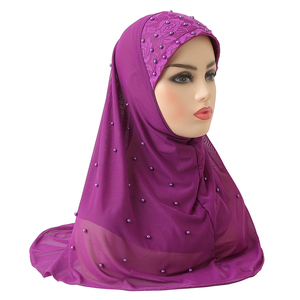 Hồi giáo Muslim headscarf Turban hijab Úc Arab hai lớp đính cườm đầy đủ bìa dễ dàng để mặc ngay lập tức hijab - Product Image 3