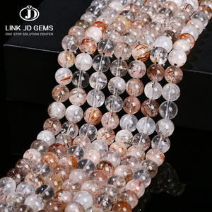 JD GEMS 半貴石 6mm <span class=keywords><strong>8mm</strong></span> <span class=keywords><strong>10mm</strong></span> 天然 ブラック スーパーセブンクォーツ ストーンビーズ ジュエリー制作向け - Product Image 1